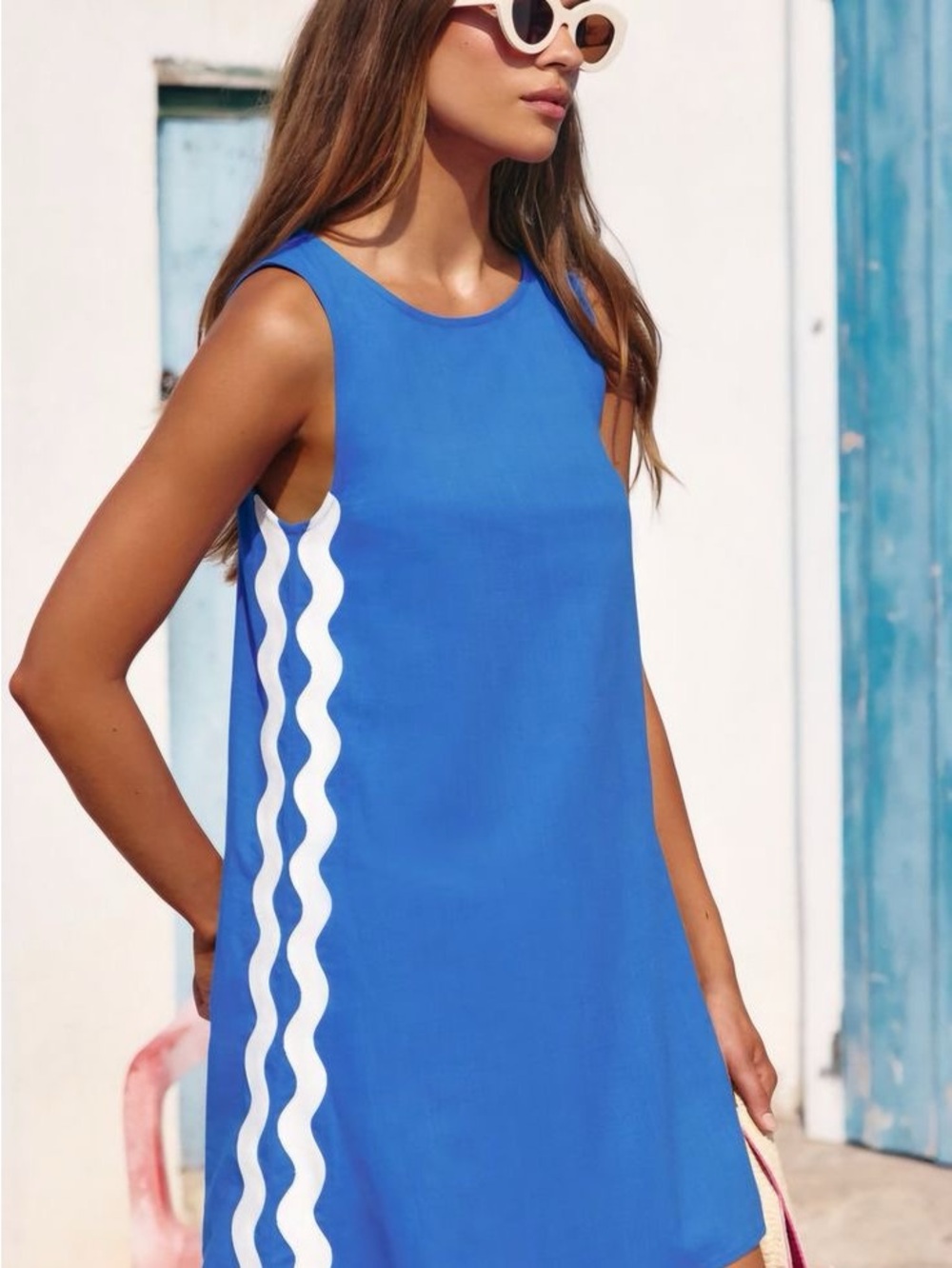 NWT Mister Zimi Margot Mini Ric Rac Dress in Caribbean Blue Sz US 4 - Picture 2 of 9